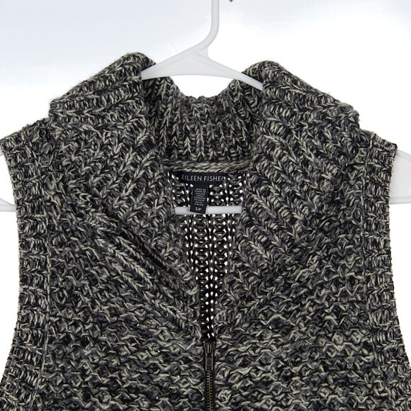 Eileen Fisher Yak Wool Zip Up Collared Knit Sweater Women's Small - Picture 2 of 6